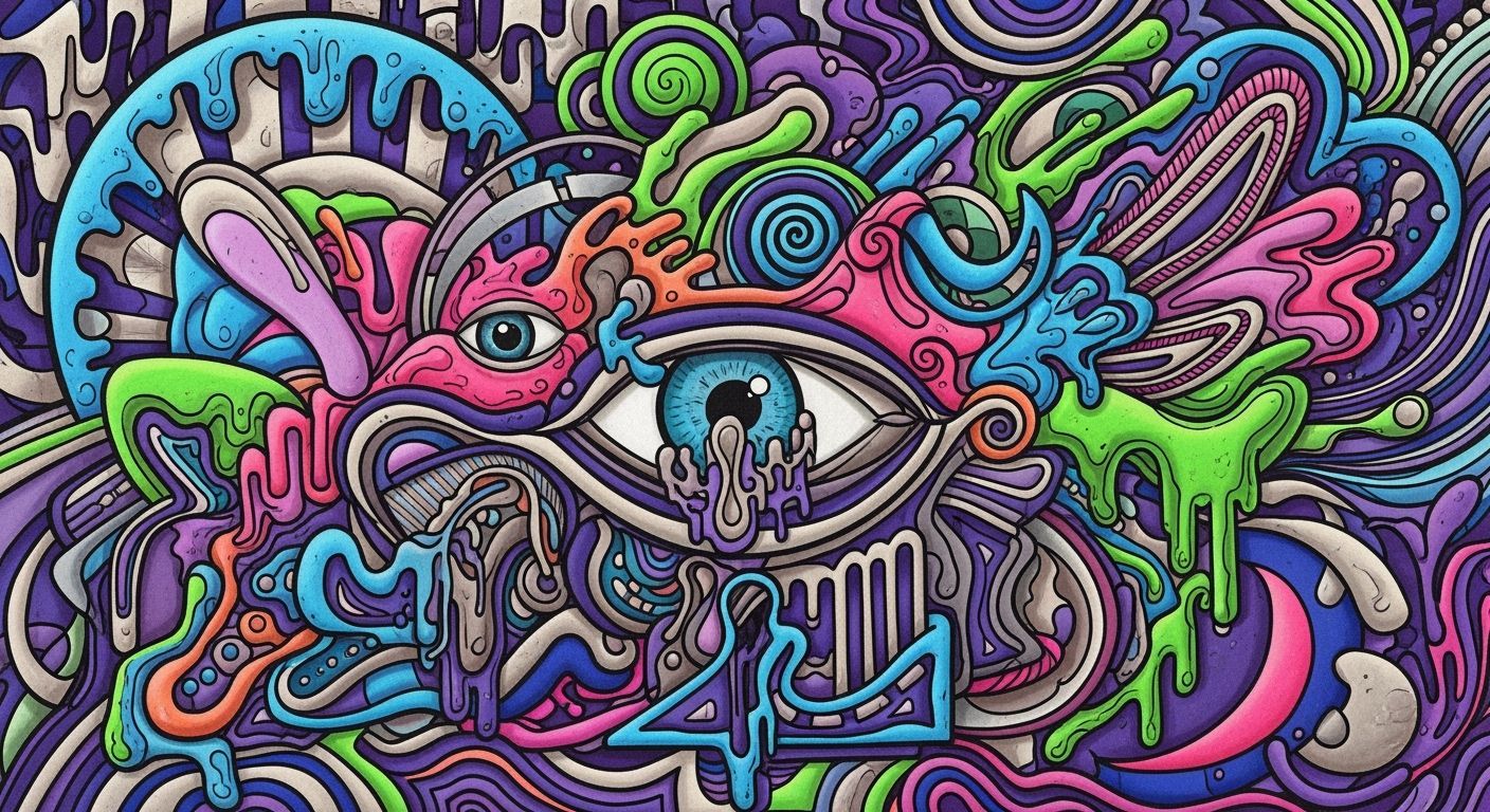 Evolving Abstract Surrealist Artwork with Eye Motif