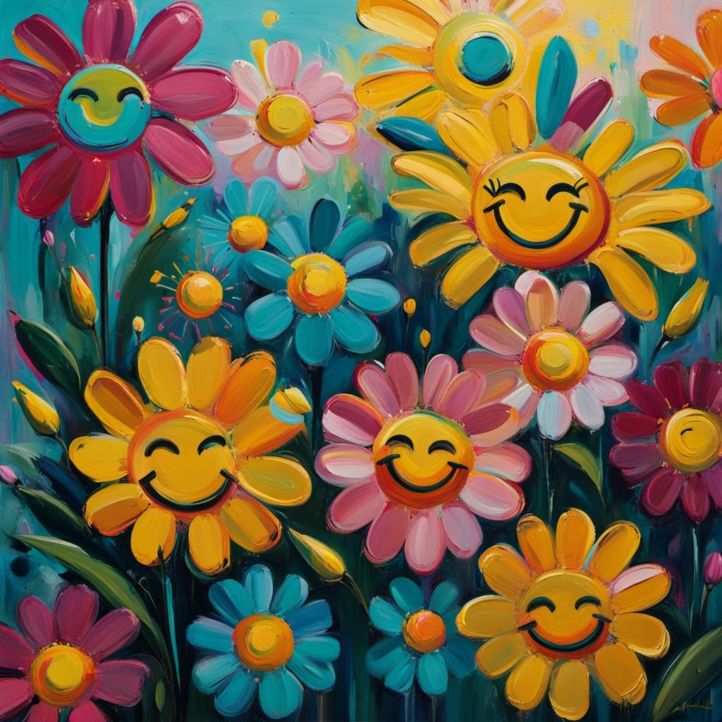 Positive Message in Neo-Expressionist Impasto Painting