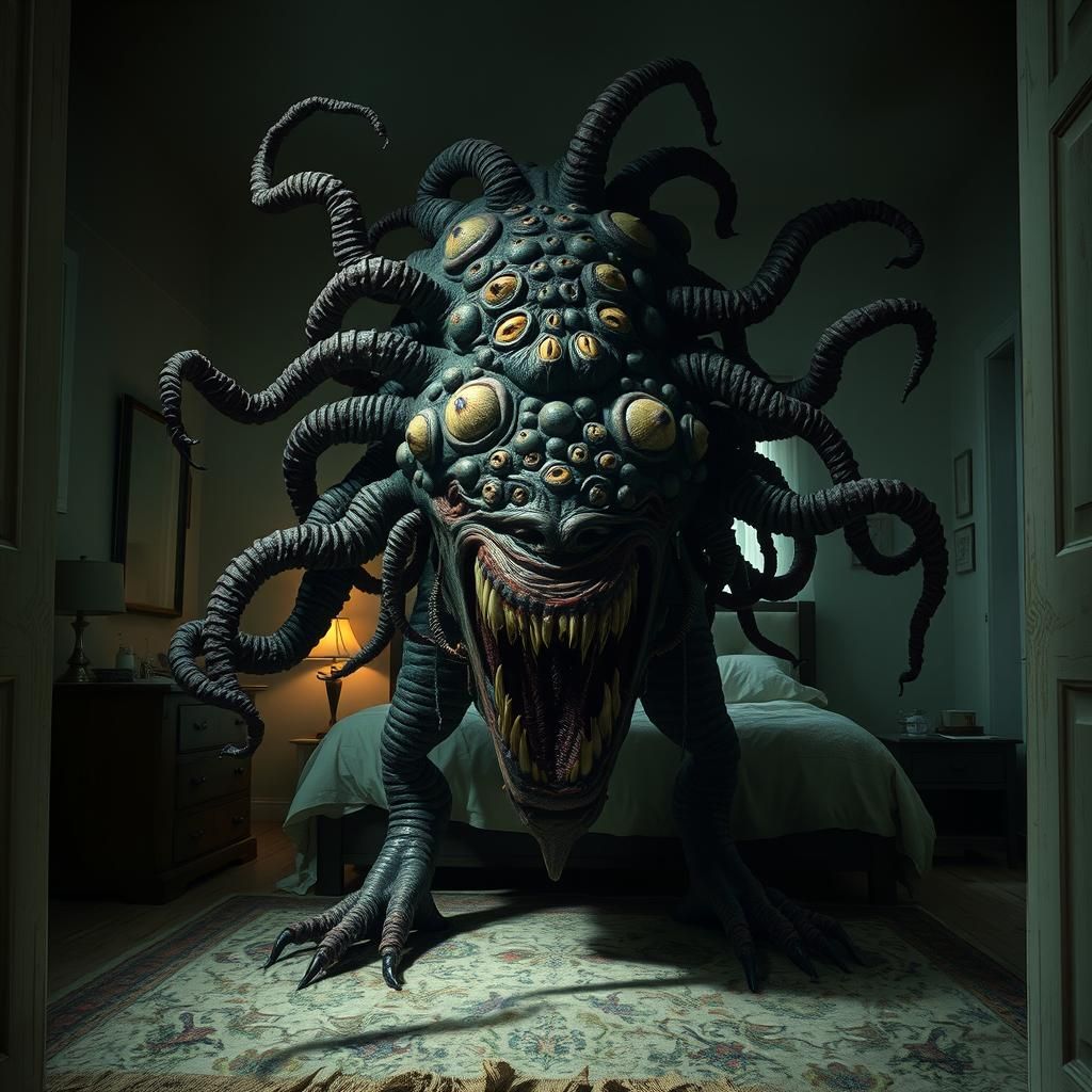 Horrifying Eldritch Monster Emerges in Dark Room
