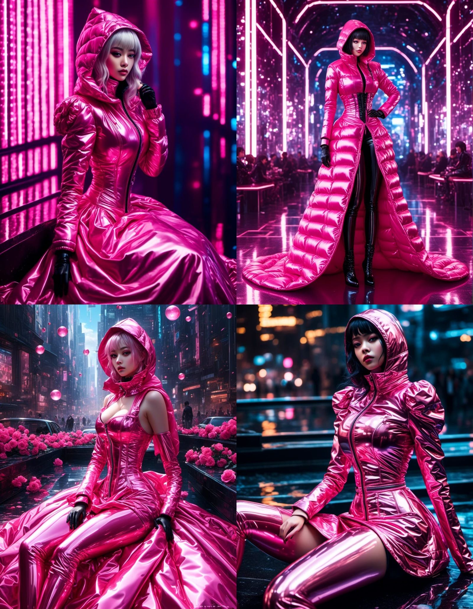 Rose Pink Latex Puffer Ball Gown in Murraypunk Style