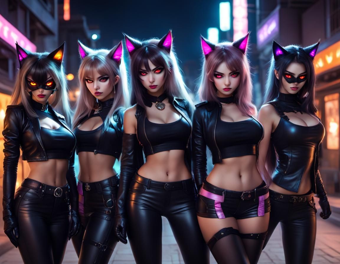 Catgirl Gang Prepares for Nocturnal Raid