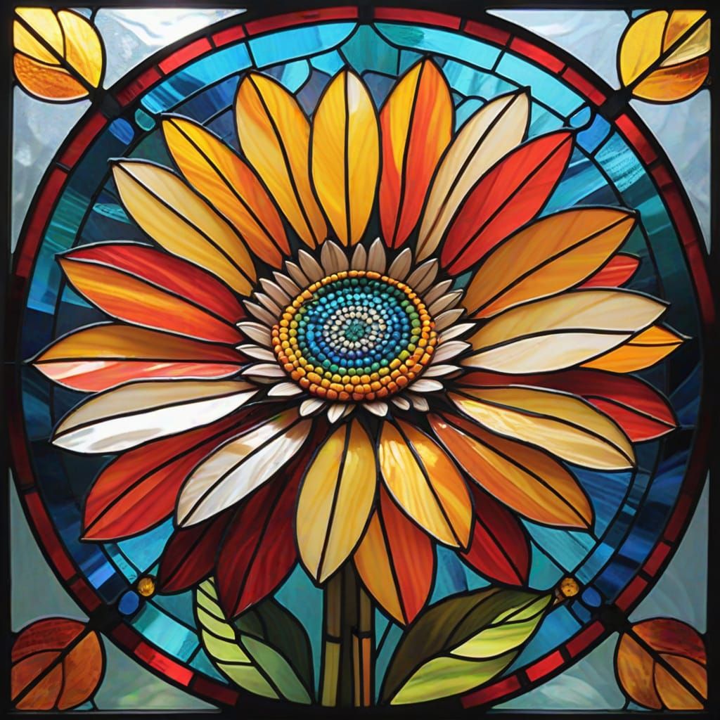 Gerbera Flower as Stained Glass Mosaic