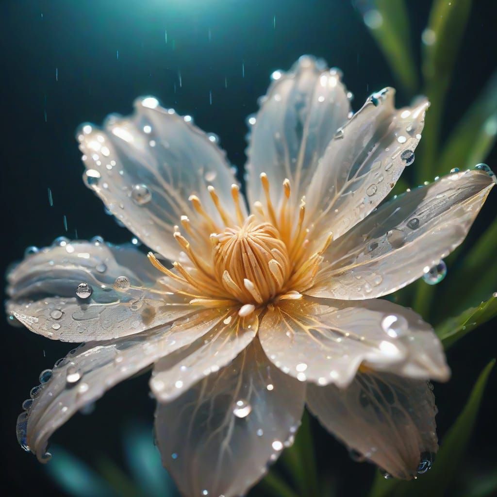Ethereal Water Flower in Cinematic Film Style