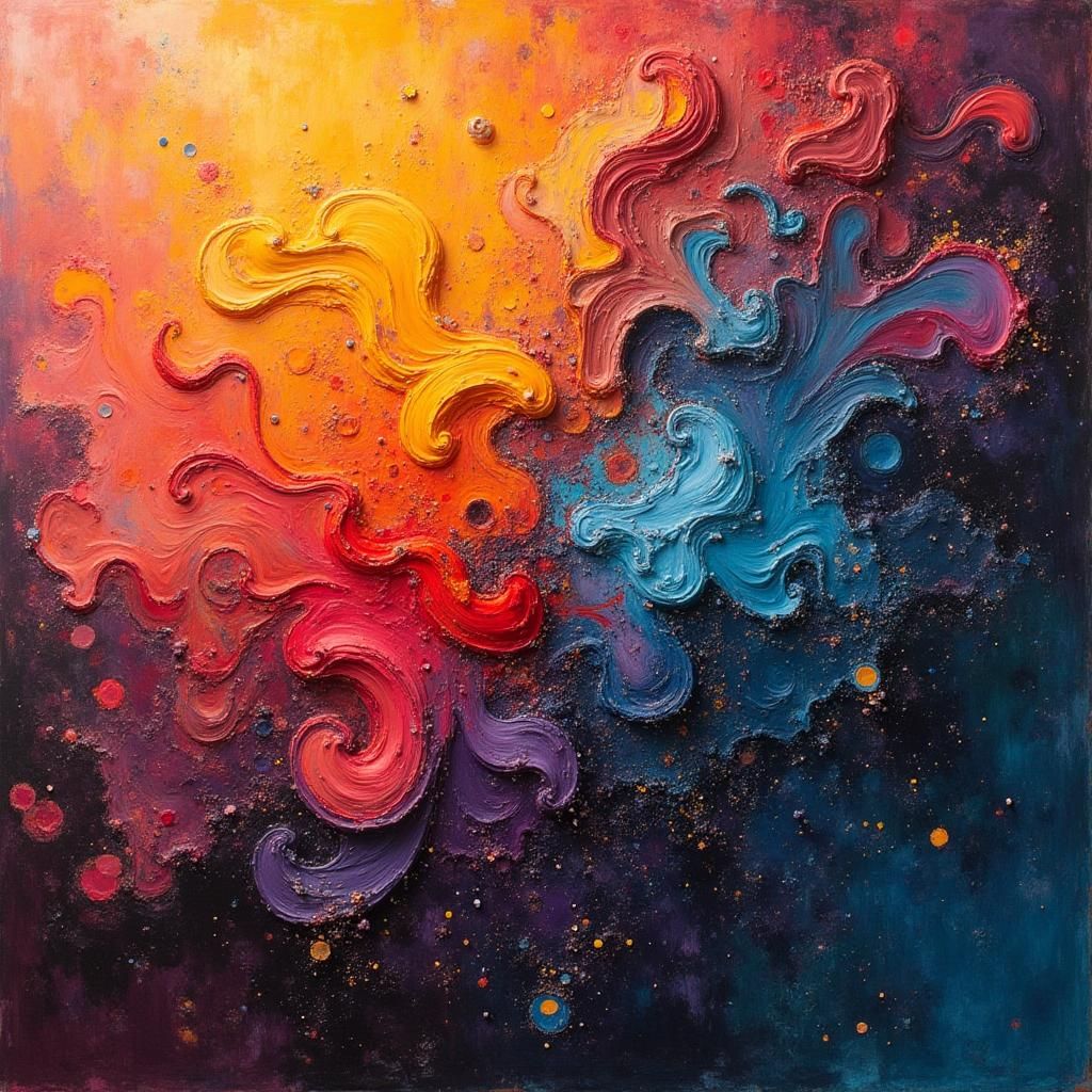 Swirling Adjectives: An Abstract Expressionist Composition