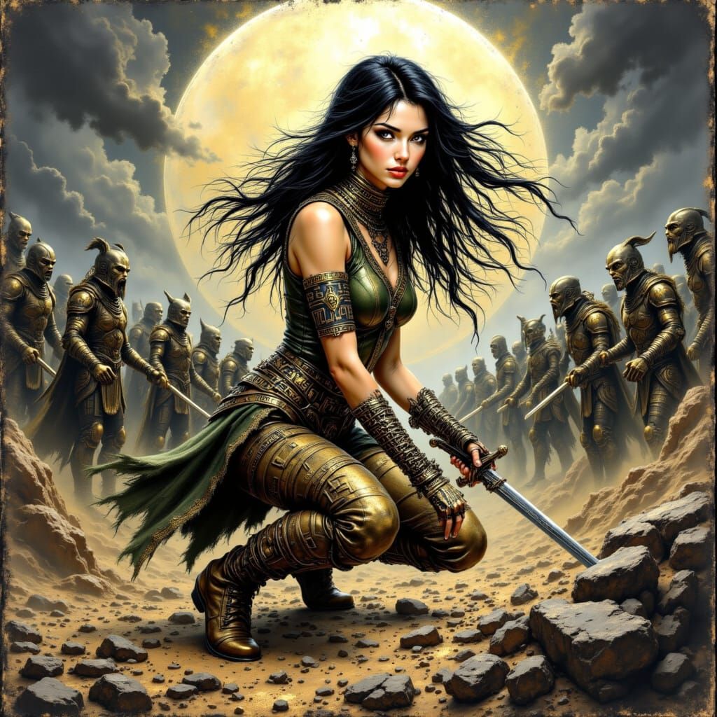 Stunning Elf Warrior in Ancient Gold