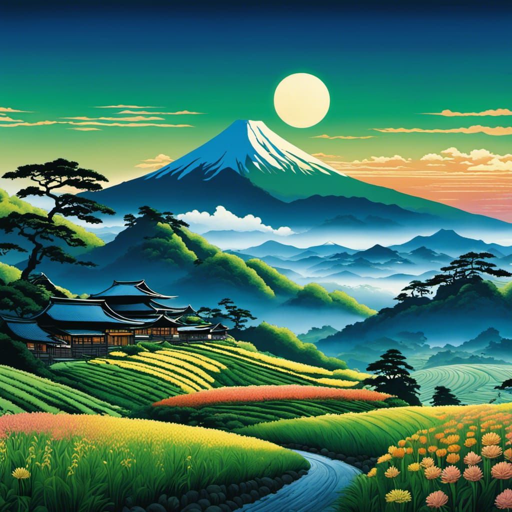 Breathtaking Moonlit Village in Traditional Japanese Style