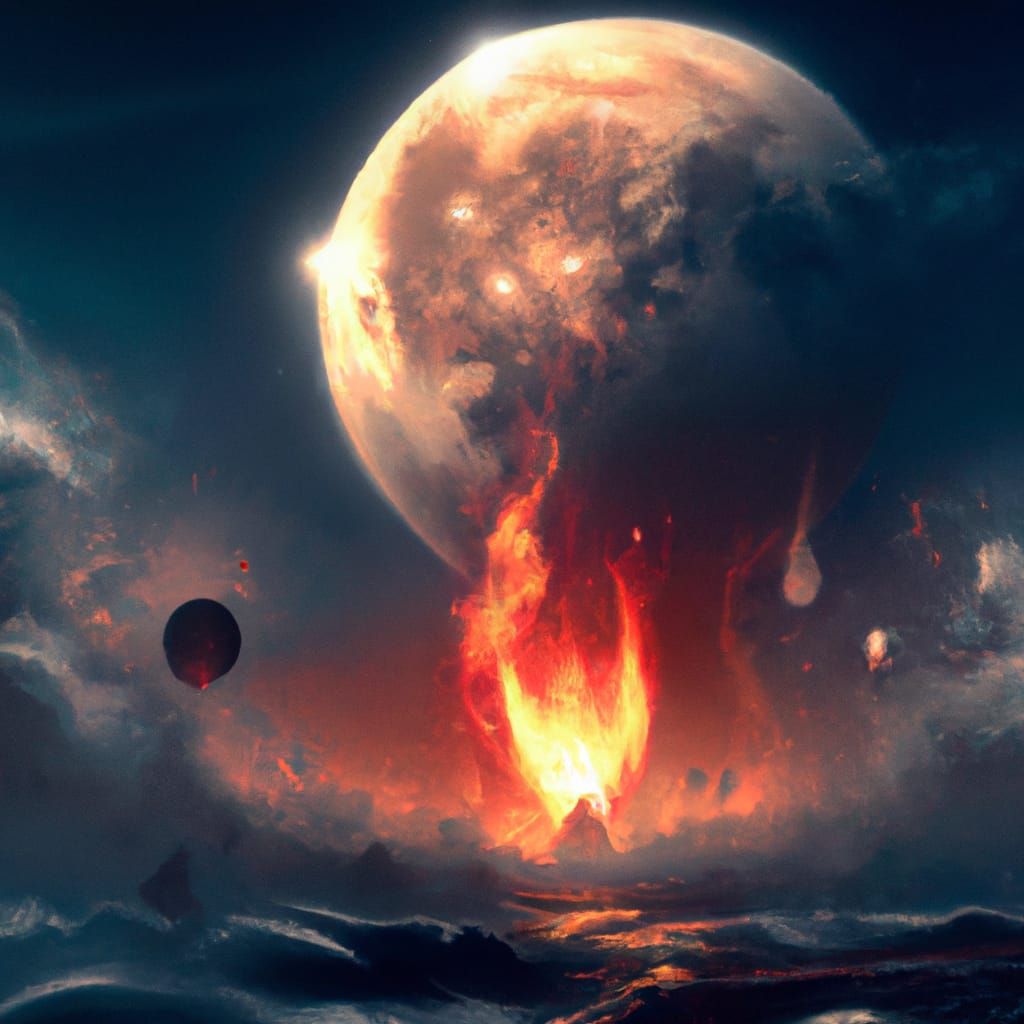 Magical Bonfire Eclipses Moon in Watercolor Style