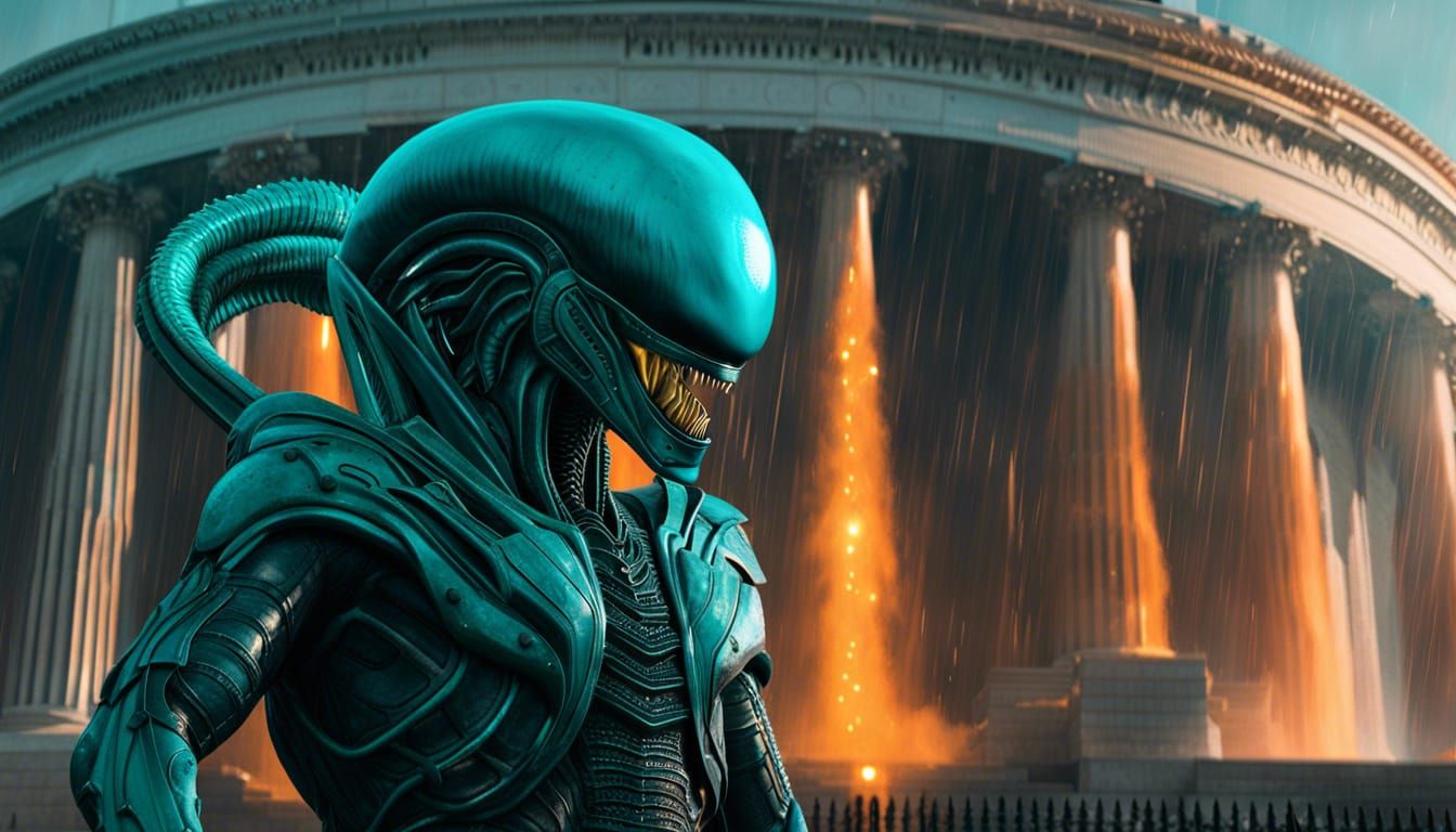 Xenomorph at the U.S. Capitol in Hyperrealism