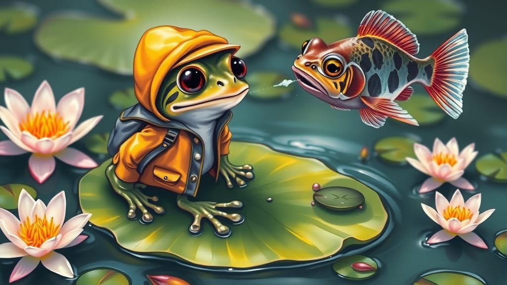 Surprised Frog Splash in Alcohol Ink Style