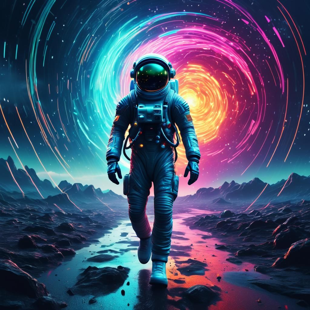 Astronaut vs Cosmic Storm: Sci-Fi Cover Art