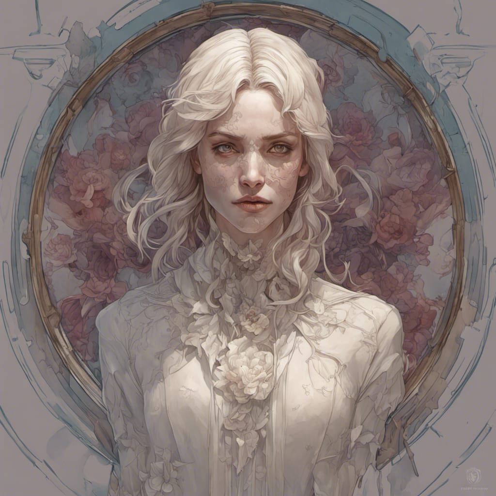 Necromancer Skeleton Portrait in Art Nouveau Style