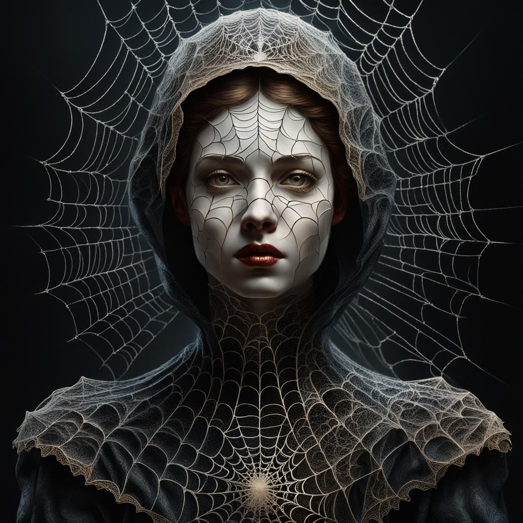 Ethereal Spiderweb Woman in Baroque Style