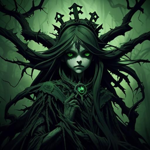 Gothic Dark Fantasy Woman in Ruined Church