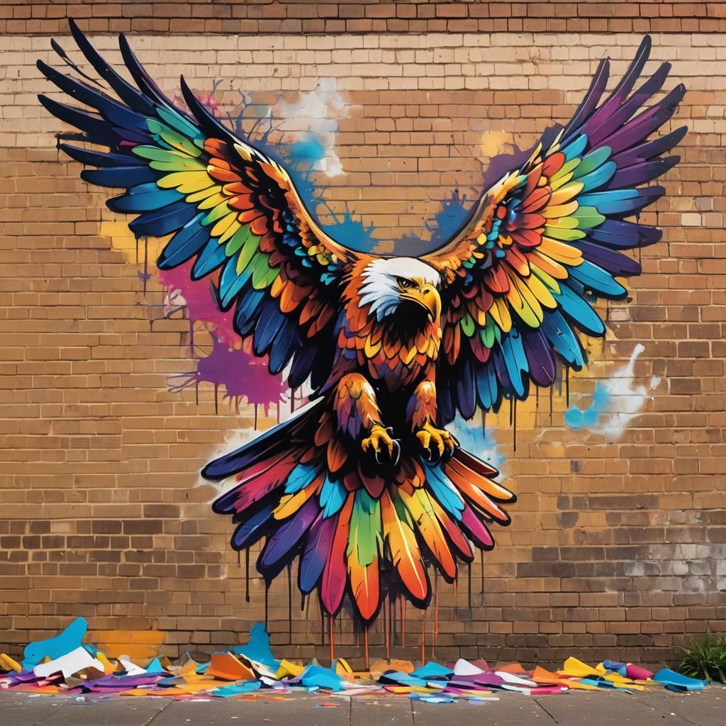 Polychromatic Graffiti Eagle Street Art Mural