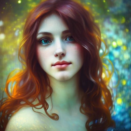 Auburn Haired Woman: Impressionistic Cinematic Portrait