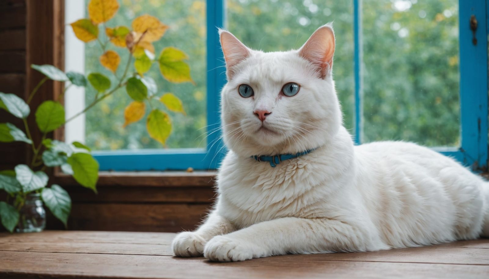 Elegant Feline Amidst Whimsical Woodland Scene