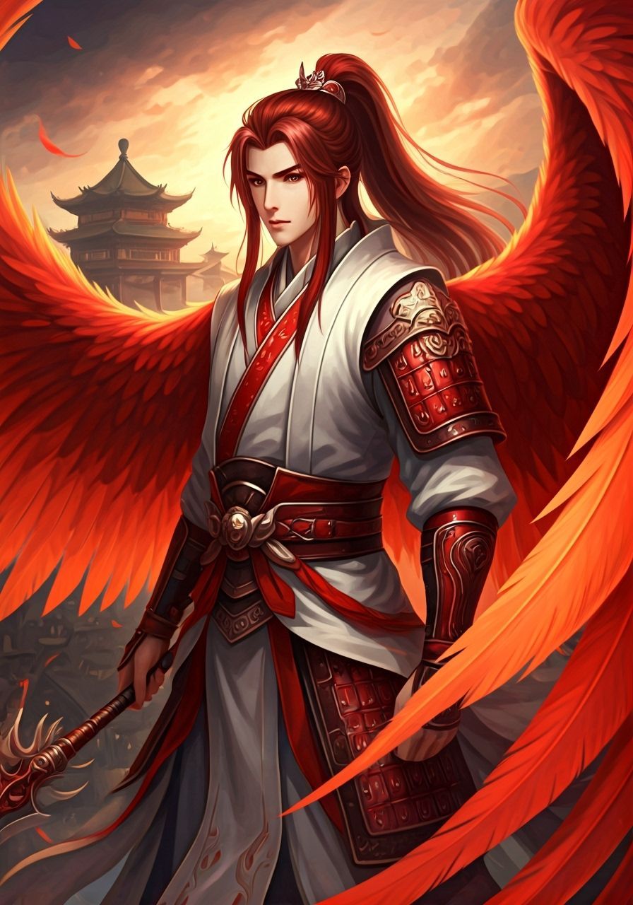 Ancient Chinese Phoenix God in Ethereal Palace