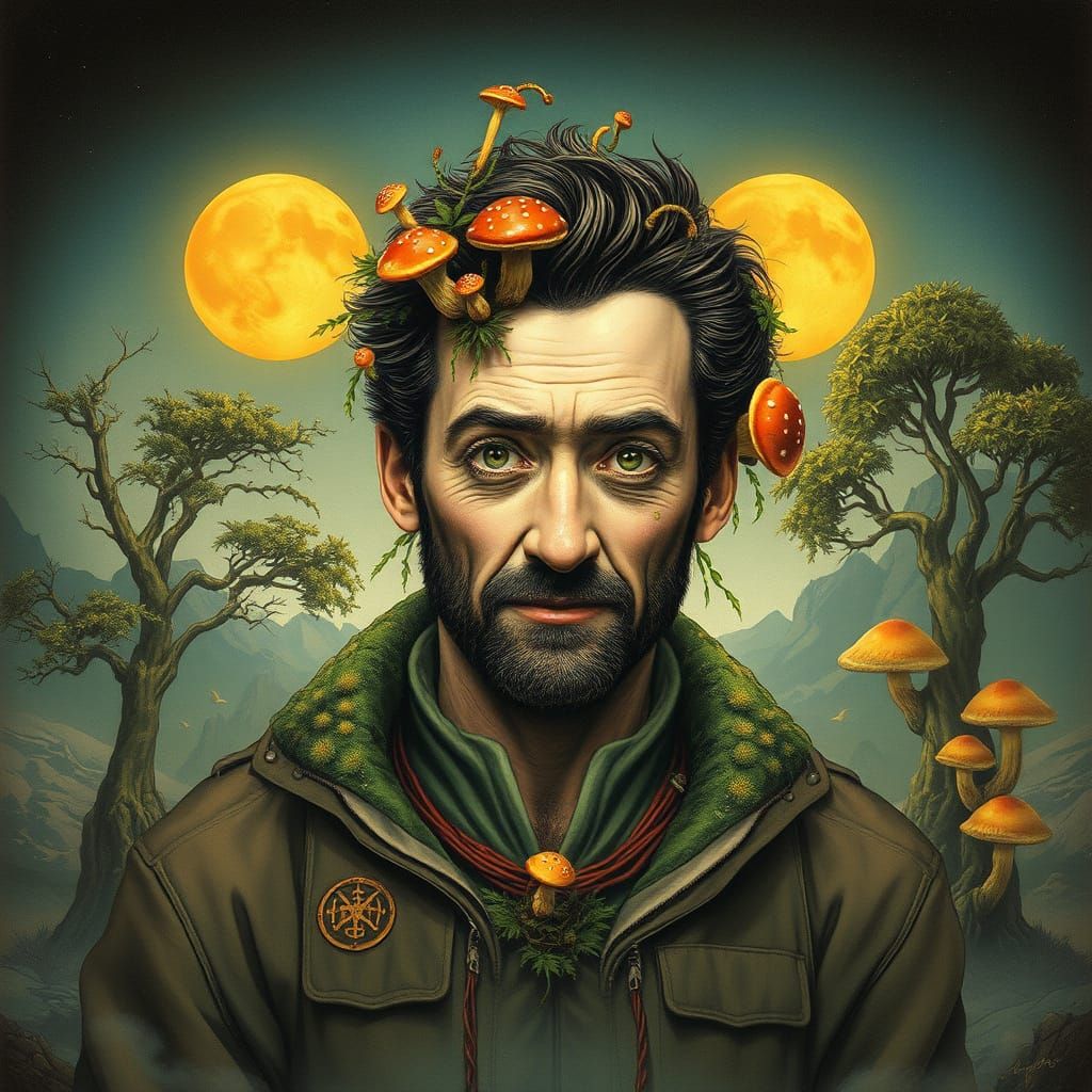 Celestial Wanderer in Muted Earthy Hues