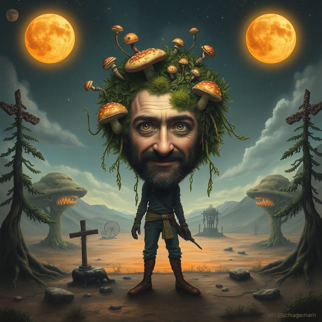 Celestial Explorer in Mystical Forest