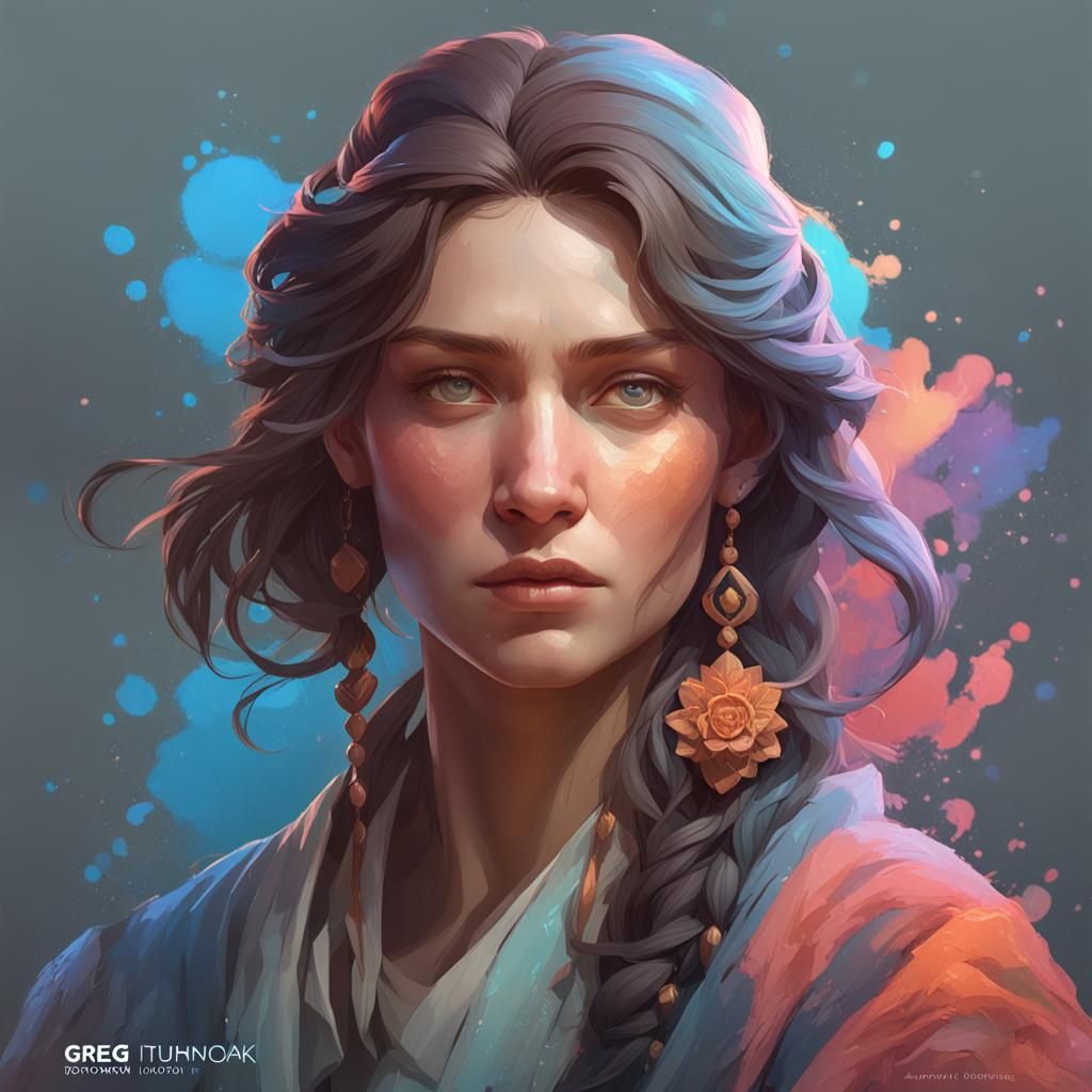 Detailed Portrait of Calm Woman in Art Nouveau Style