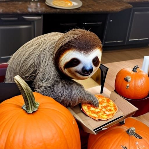 Sloth Makes Pumpkin Pizza