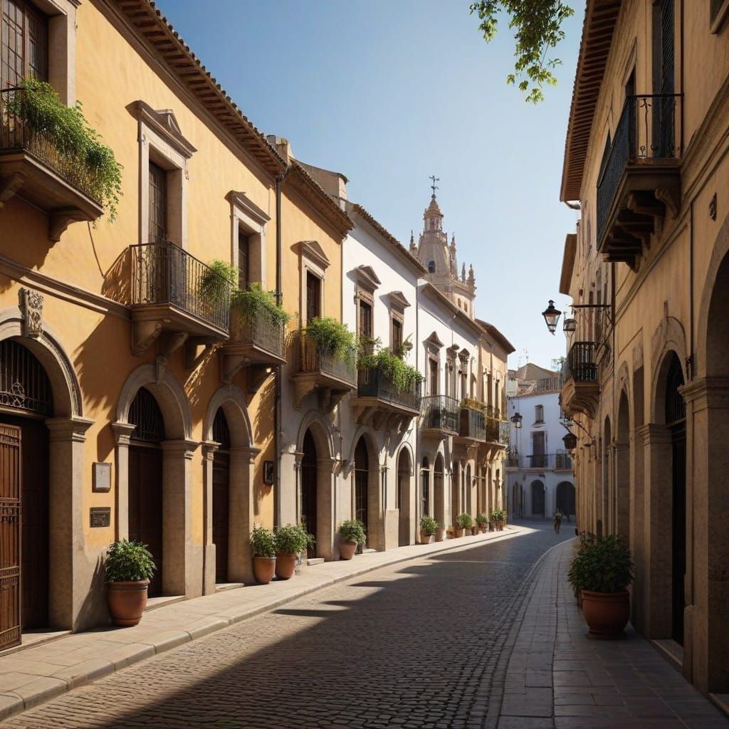 Seville's Historic Santa Cruz Neighborhood in Photorealistic...