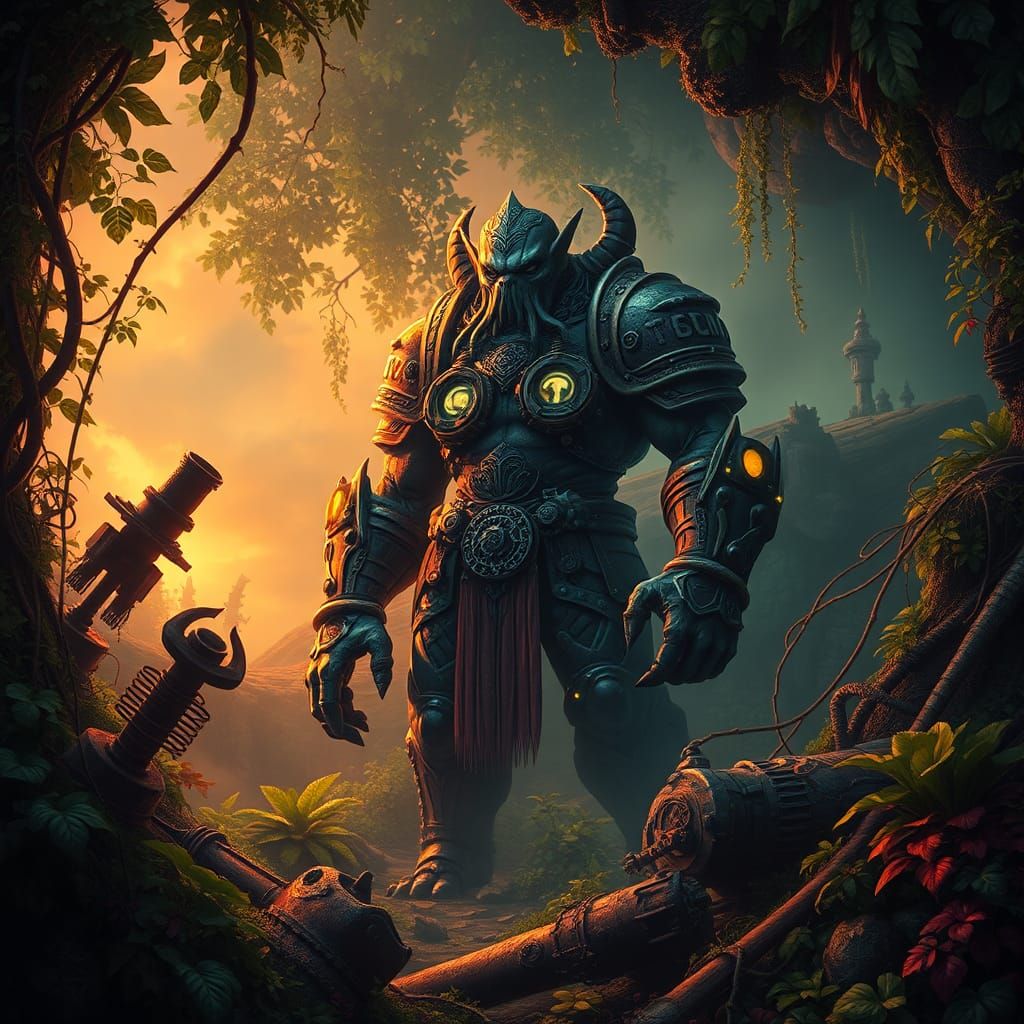 Orc Cthulhu in Hidden Cove, Biomechanical Fantasy