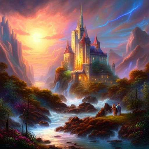 Cosmic Fantasy in Synthwave Style