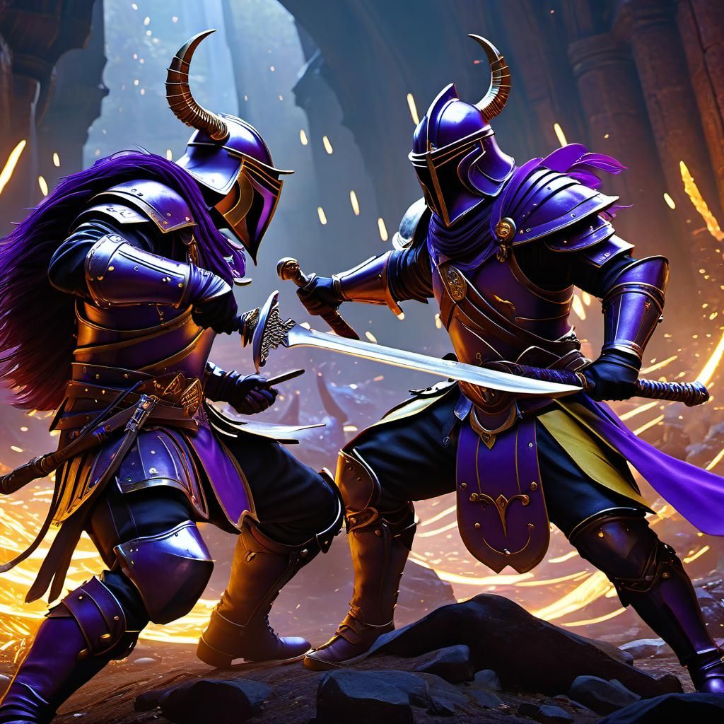 Warriors Duel to Death with Sporks: Dark Fantasy Art