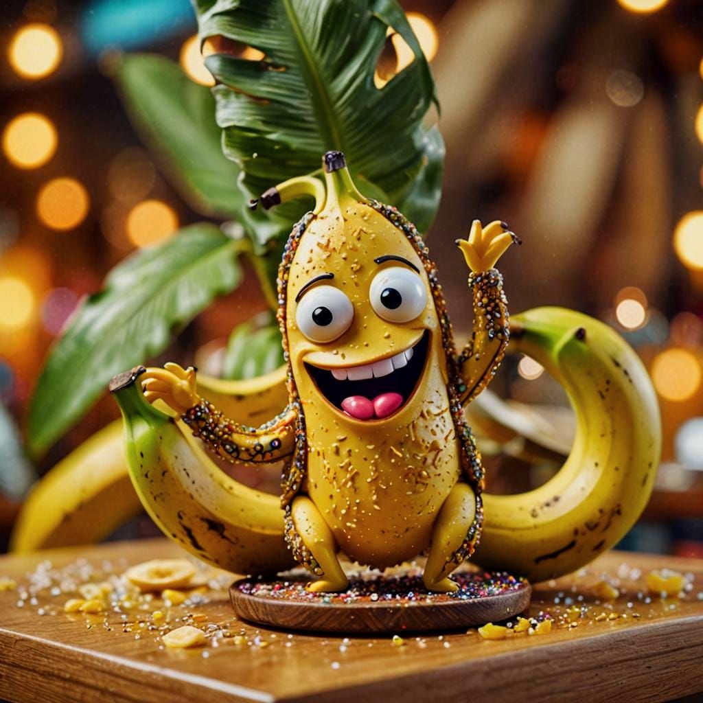 Happy Banana Dancing: Hyperrealistic Digital Art