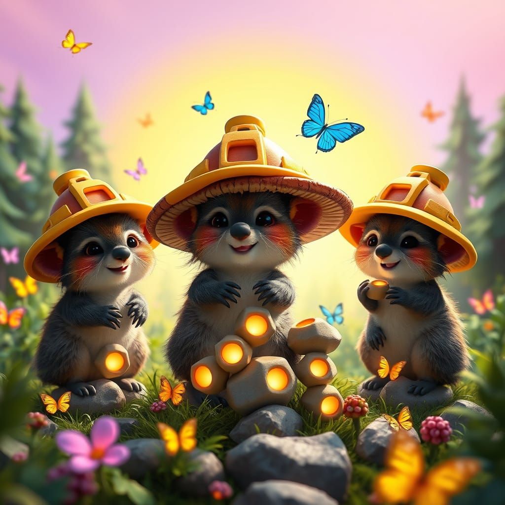 Quokkas Constructing Mushroom Homes: Disney Concept Art