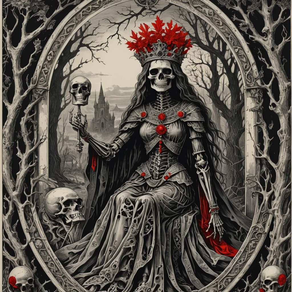Tarot Card The Empress in Horror Art Style