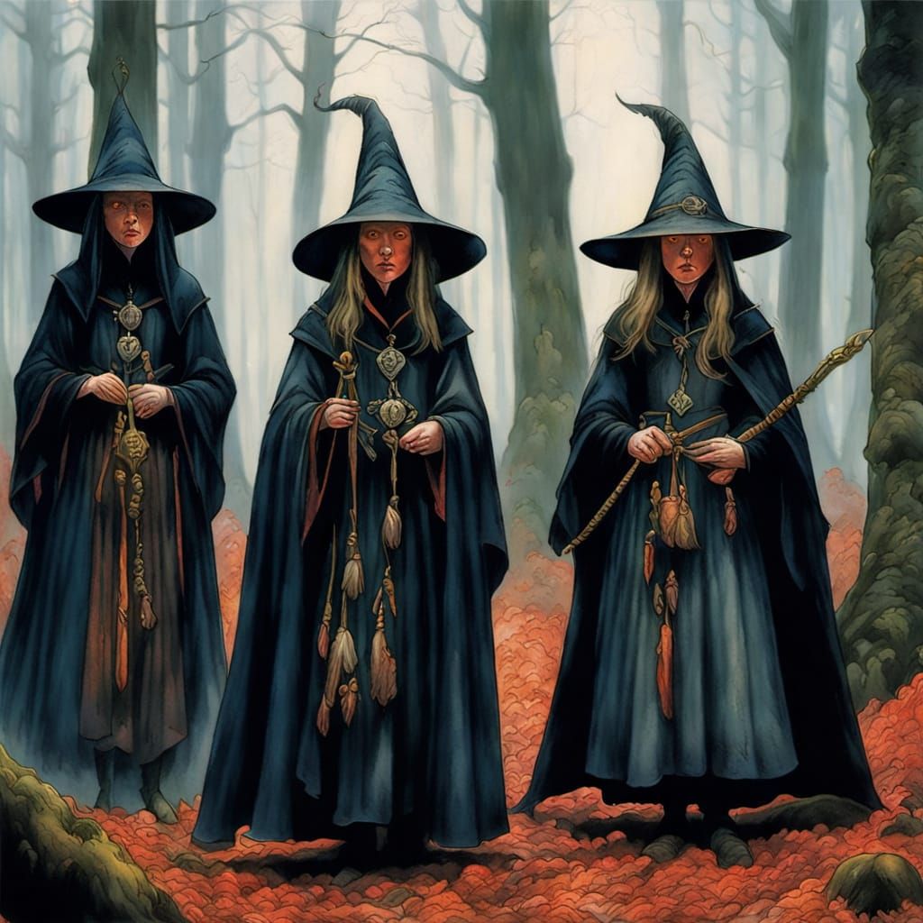 Witches' Moonlit Ritual in Enchanted Forest