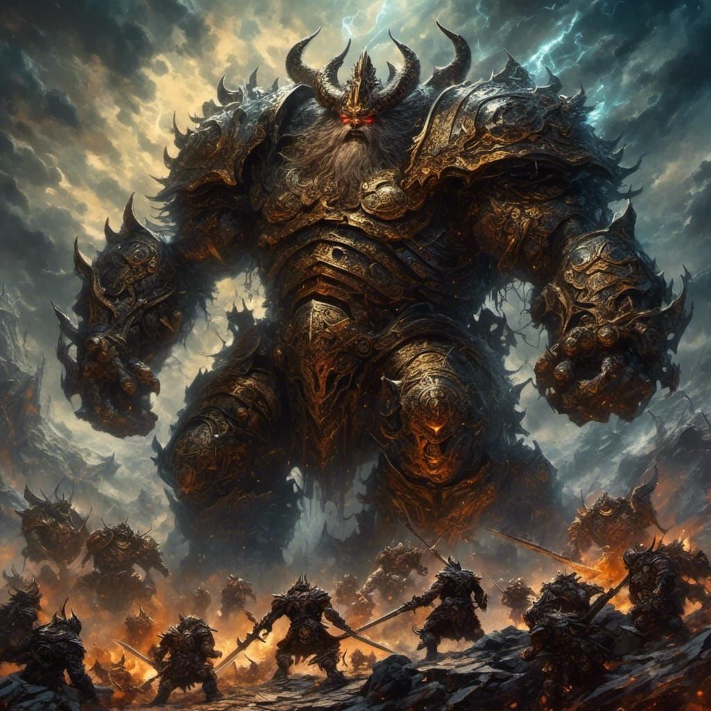 Victorious Dwarven Battle-Titan on Apocalyptic Battlefield
