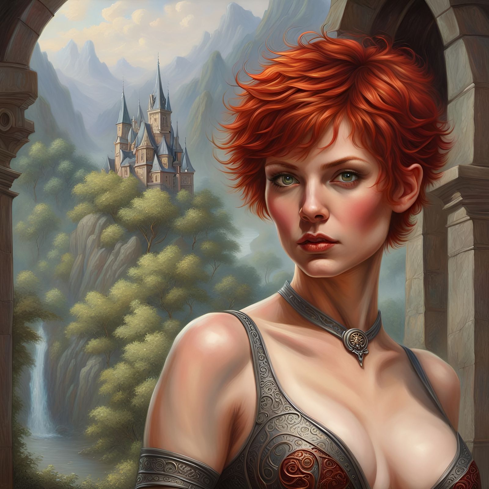 Attractive Redhead Woman with Short Hair