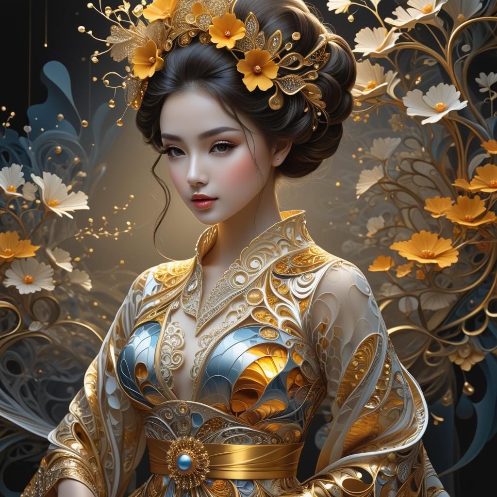 Golden Sunset River Scene in Zentangle Style