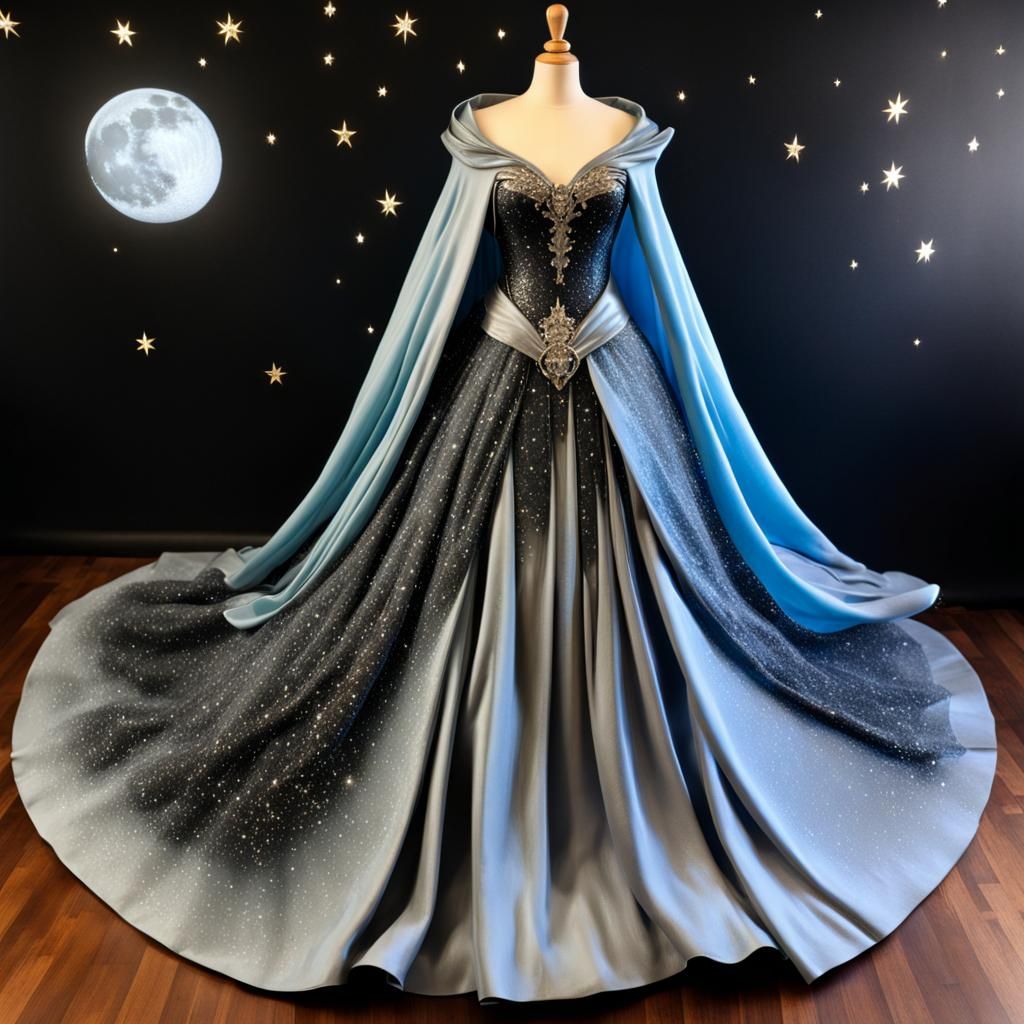 Ethereal Moon Elf Queen's Ball Gown on Mannequin
