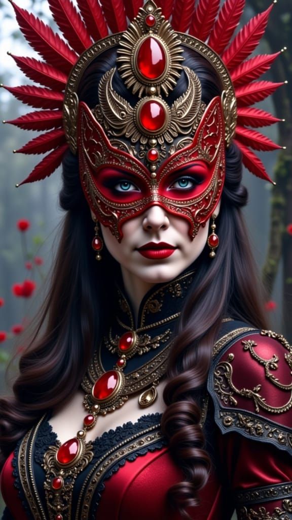 Masked Sorceress Portrait in Gothic Style