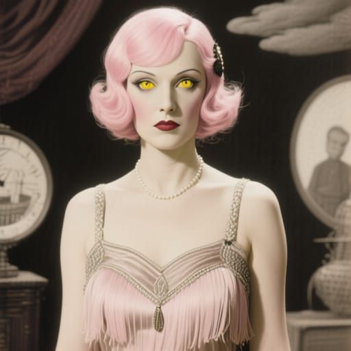 Chronoa as 1920s Flapper in Vintage Photograph