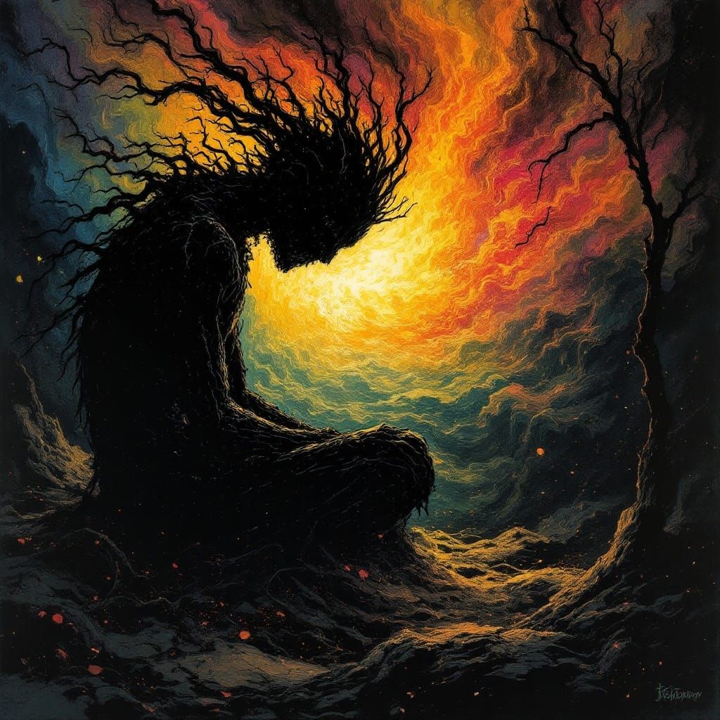 Surreal Apathy Consumes the Soul in Dark Fantasy Art