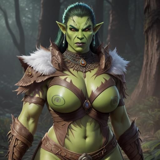 Fierce Orc Warlord in Mystical Forest