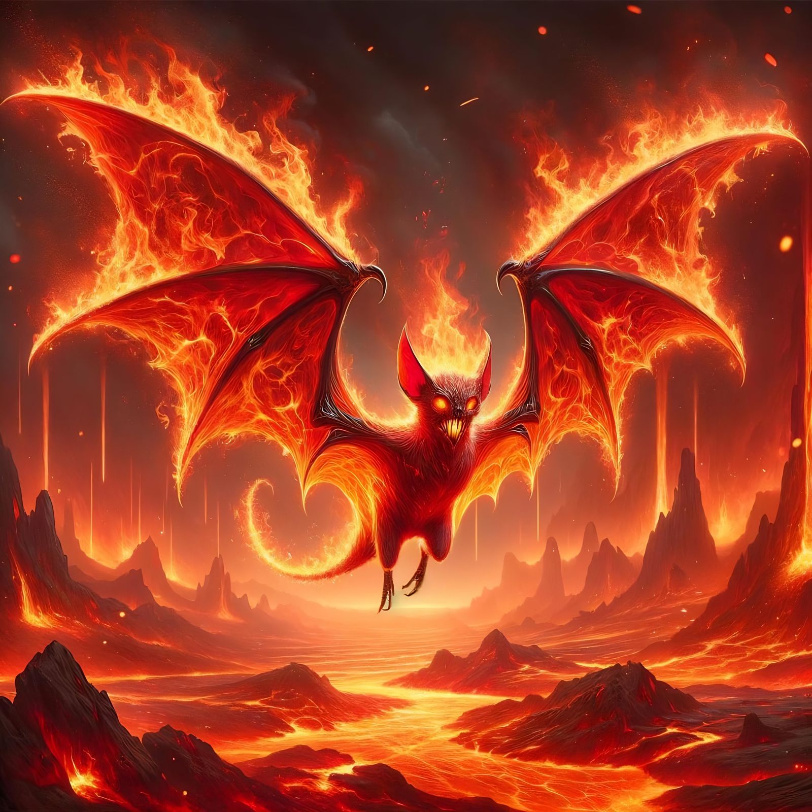 Epic Fantasy Fire Bat in Elemental Plane