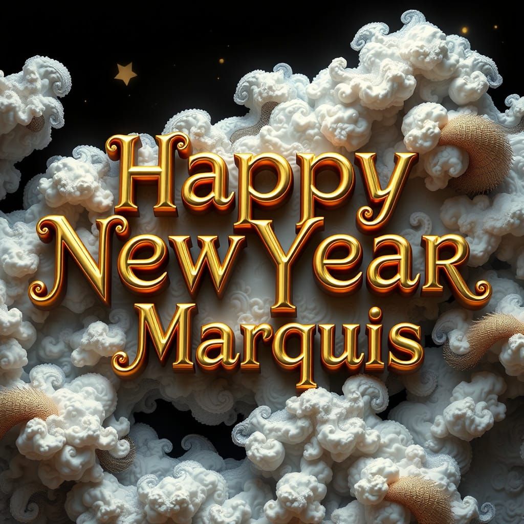 Ornate Gold New Year Wishes in Art Deco Style