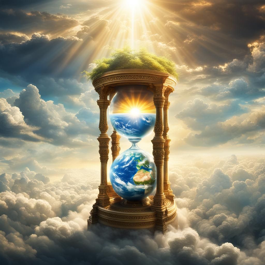 Earth Hourglass in Divine Sunshine: Digital Matte Painting