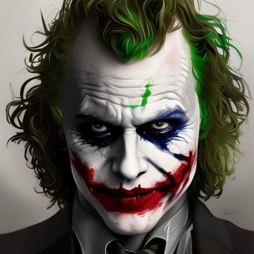 Heath Ledger Joker Portrait in Hyperdetailed Style