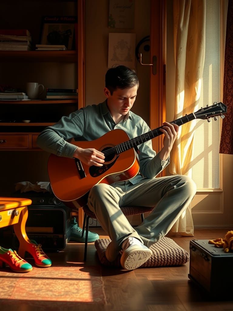 Golden Ballad: Musician in Dreamy Ambiance