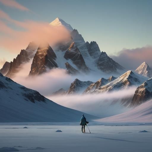 Icy Tundra Nomad in Oil Painting Style