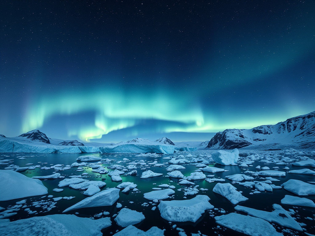 Arctic Aurora Over Majestic Glaciers