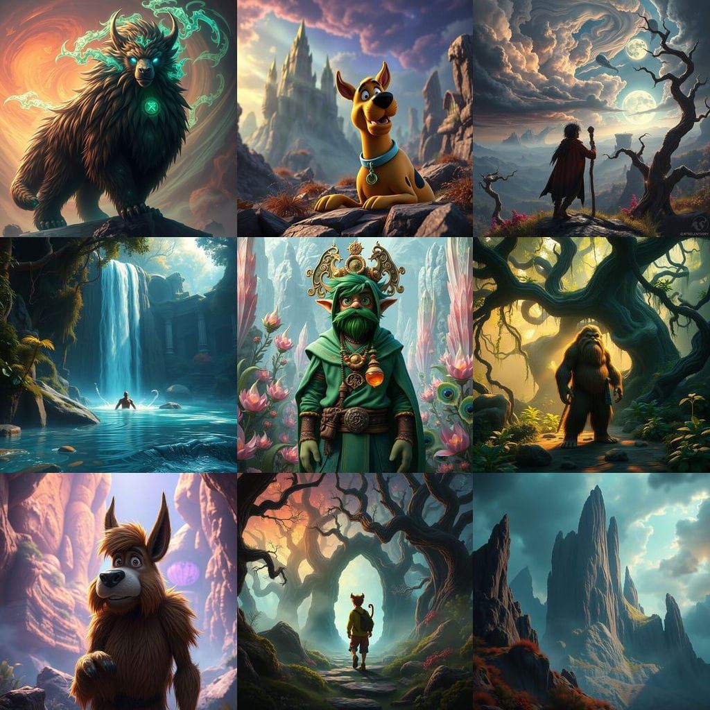 Surreal Fantasy Landscape in Deep, Vibrant Colors