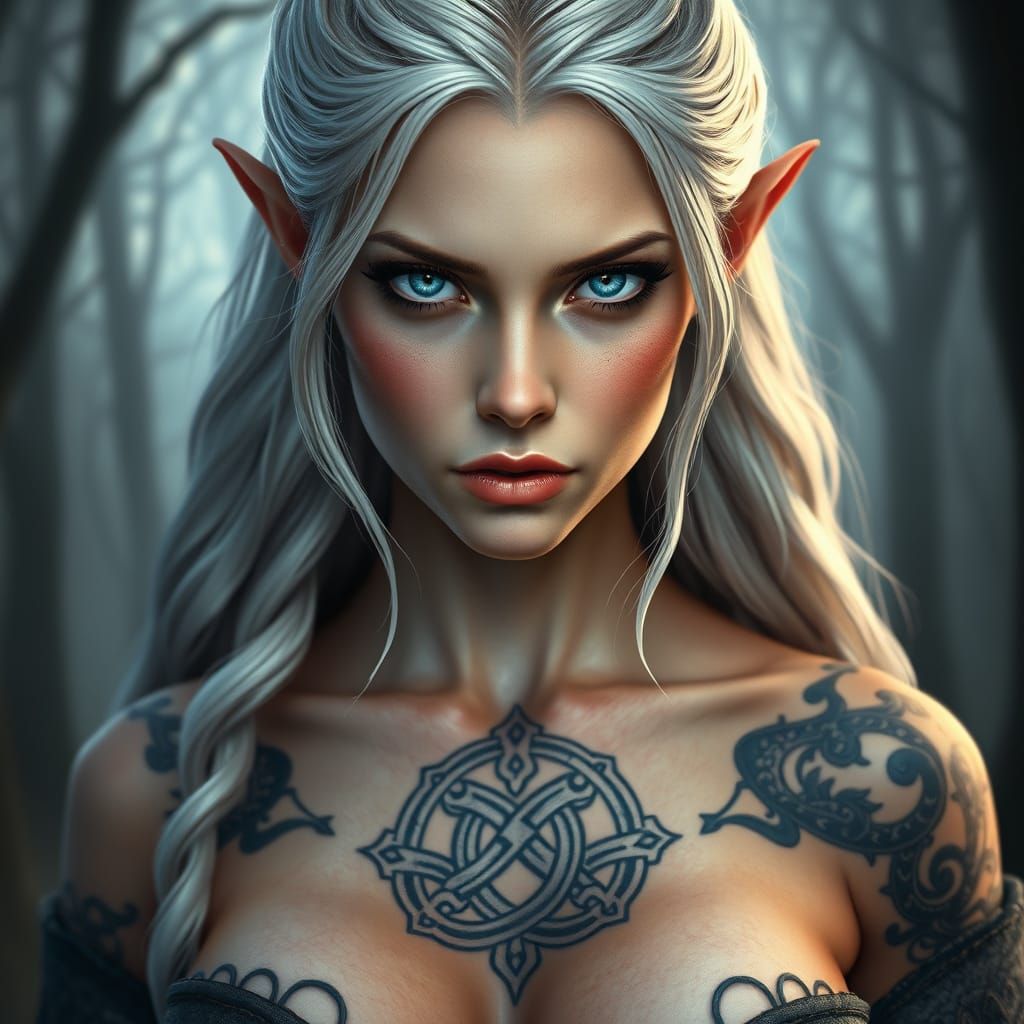 Ethereal Elven Queen in Celtic-Inspired Masterpiece